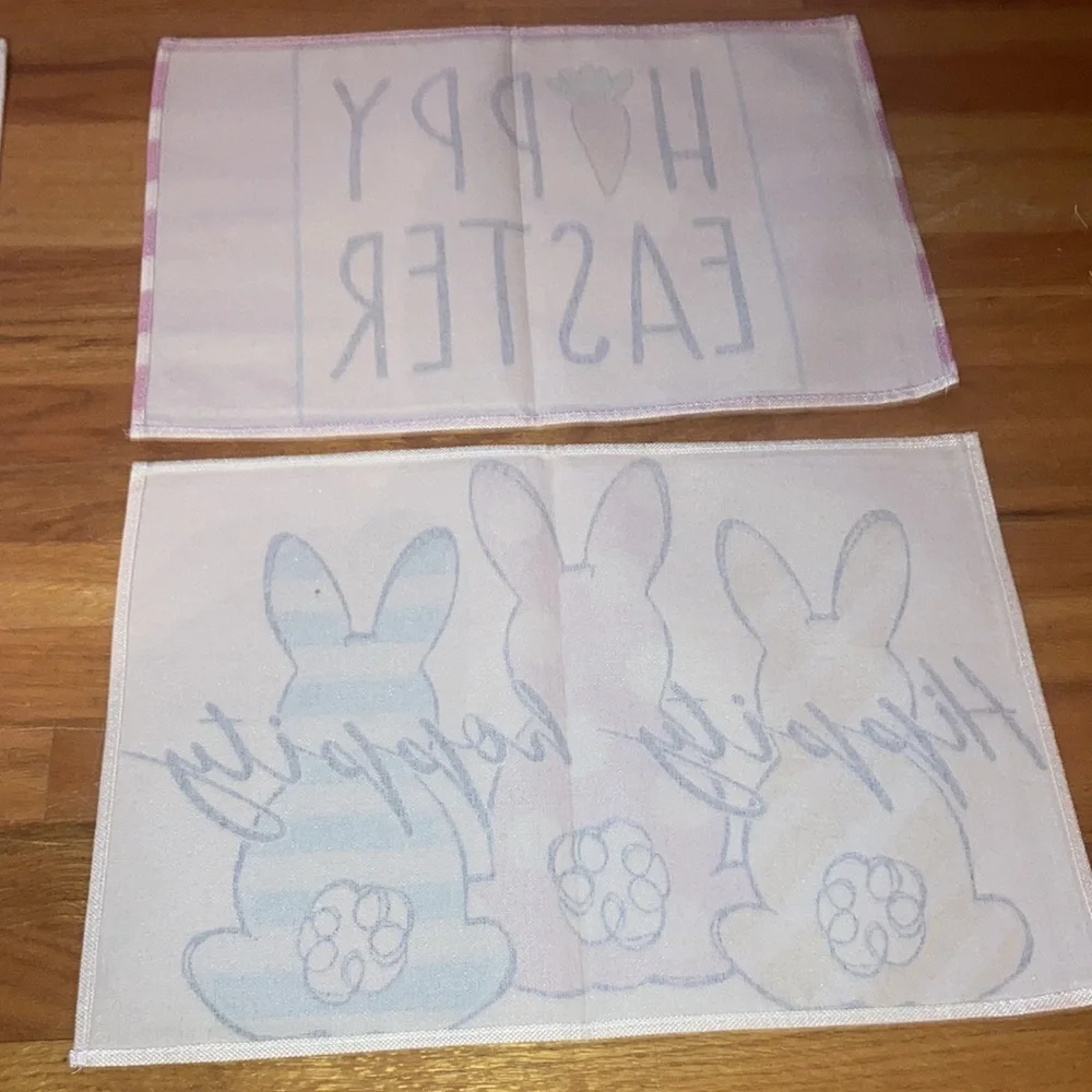 Four Happy Easter Canvas Hunny Bunny Placemats New Without Tags